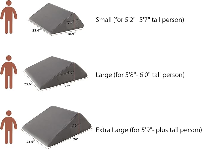 Knee Wedge Pillow, Memory Foam Leg Pillow Bed Wedge for Sleeping, Post Surgery Triangle Pillow for Knee Support, Leg Elevation, Knee Hip Back Pain Relief (23.6" x 26" x 10", Extra Large, Short Plush)