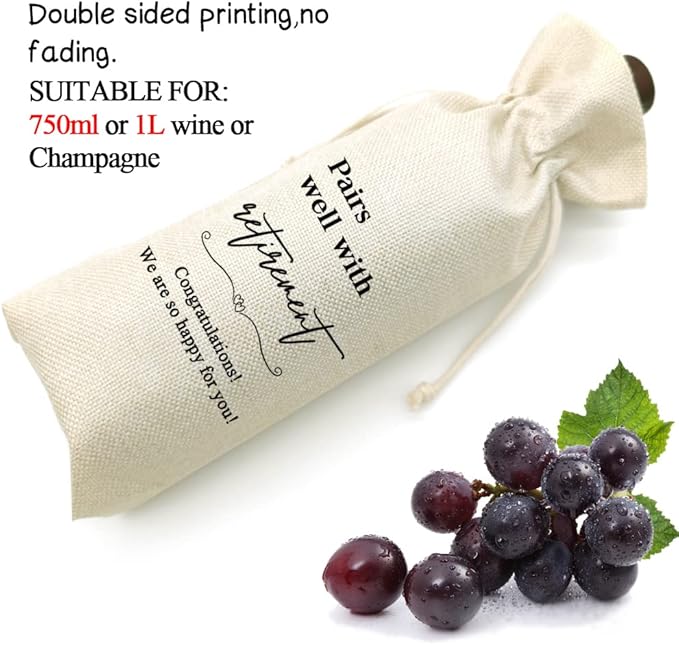Socive Retirement Wine Bag, Retirement Gifts Wine Bags,Gift for Him or Her, Retirement Gifts Leaving Gifts for Colleagues Best Friends Coworkers Boss Nurse Teachers Retirees Work(5SW106)