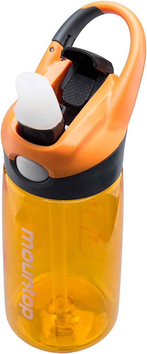 mountop Kids Water Bottle with Silicone Straw and Handle, Easy Use for Girls and Boys, BPA-free Water Bottle for Kids 14oz 400ml