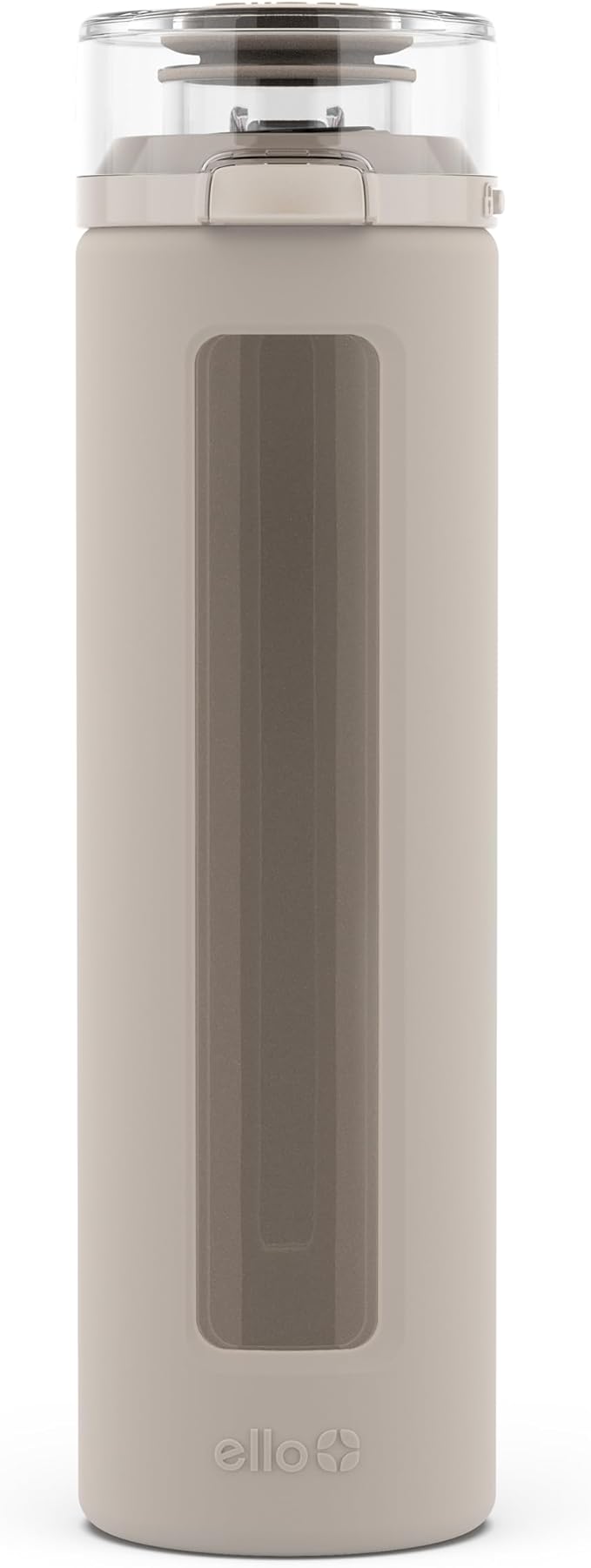 Ello Syndicate Glass Water Bottle with One-Touch Flip Lid and Protective Silicone Sleeve and Carry Loop, BPA Free, Dishwasher Safe,20oz
