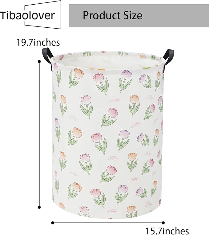 Tulip Kids Laundry Basket Baby Hamper Tulip Toy Storage Bin for Boys Room Decor Baby Nursery Hamper Gift Baskets for Bedroom Bathroom(Tulip)