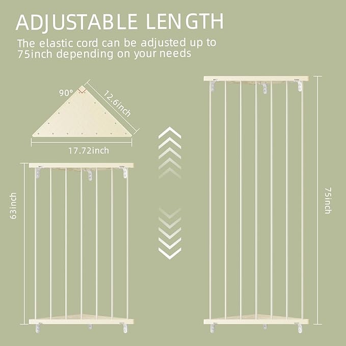 Stuffed Animal Storage Toy Organizer - Corner Stuff Animal Holder for Kids with Light - Wall r Plush Toys Holder with Length Adjustable for Nursery Playroom Bedroom (Ivory)