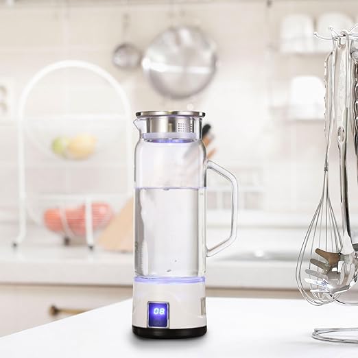 Hydrogen Water Bottle, 1000ml Hydrogen Water Bottle Generator with Efficient Electrolysis, High Borosilicate Glass, Handle, for Home Fitness Office