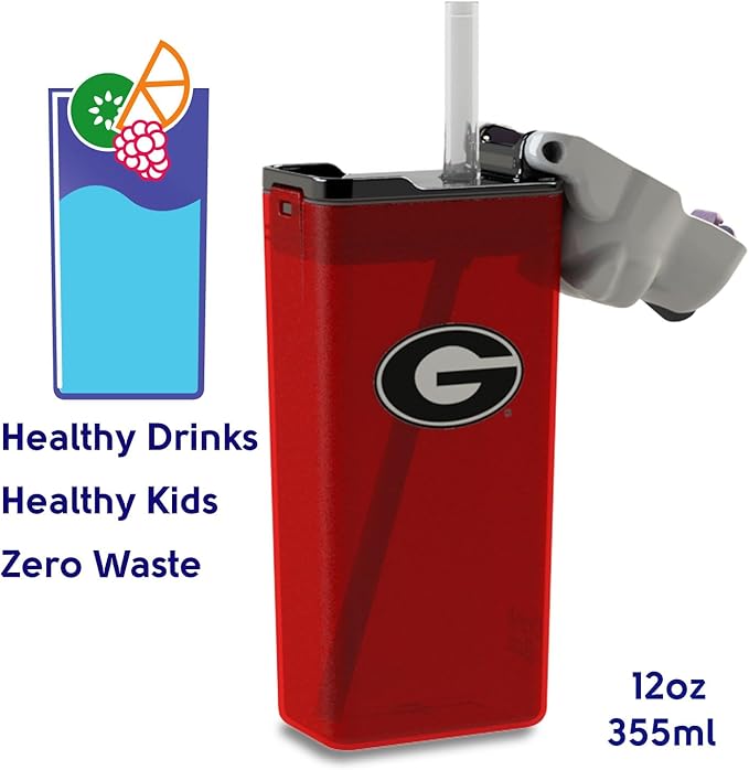 Reusable Water Bottle | Officially Licensed NCAA Sports Bottle | BPA Free | Dishwasher Safe | Bulldog Uga Mascot | 12 oz Drink in the Box - University of Georgia