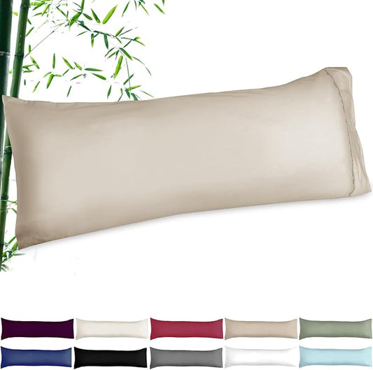 Soft Body Pillow Covers Pillowcases 60 x 21 Inch, WINKAURA Long Pillow Cover for Bed Fits 54x20 Pillow, Envelope Closure, Stylish Wrinkle and Stain Resistant,Khaki