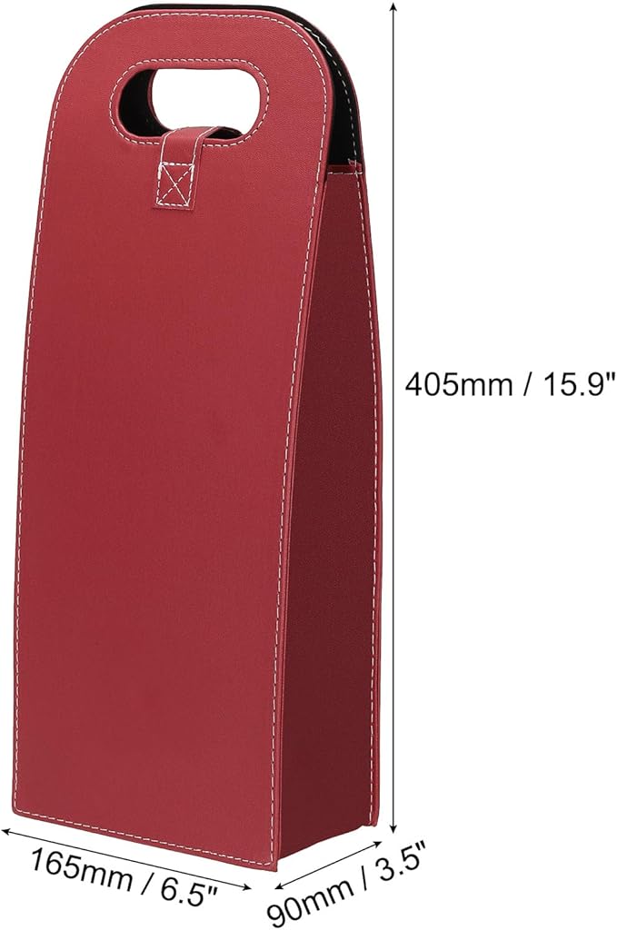 PATIKIL 2 Bottle Wine Gift Bag, Wine Bag Reusable Leather Wine Tote Carrier for Wine Bottles Portable Champagne Gift Bags for Picnic Party Wedding, Red-1