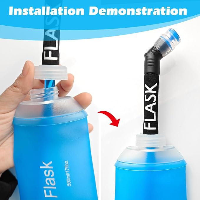 Replacement Straw for Soft Flask Running Water Bottles for Hiking Cycling (Black)