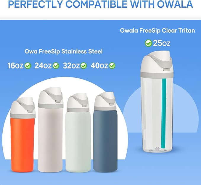 Replacement Lid for Owala Freesip, One Button Water Bottle Top Lid Compatible with Owala Cup 16oz 24oz 32oz 40oz, BPA-Free Replacement Accessories for Owala Free Sip (Ash White)