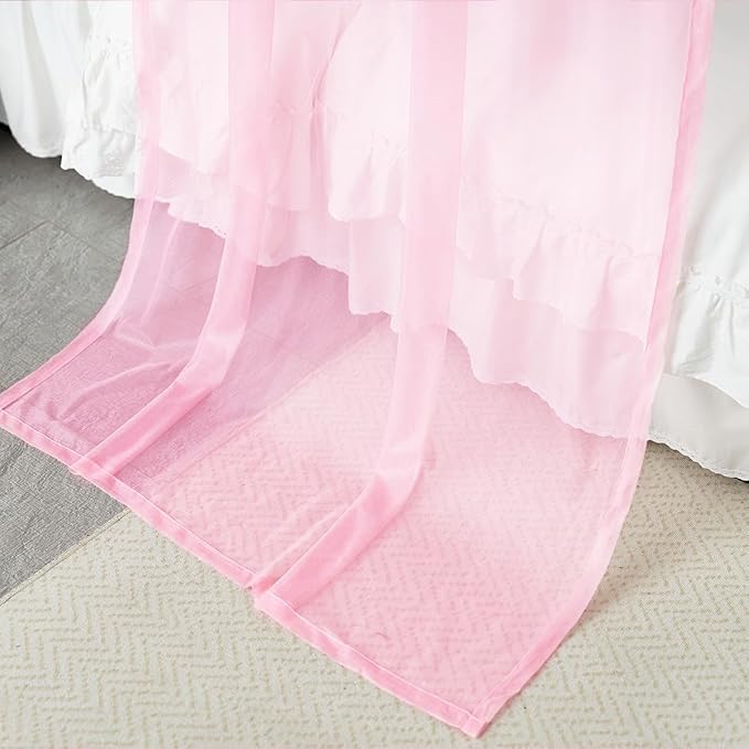 Akiky Bed Canopy for Girls Pink Sheer Canopy Bed Curtains Sheer Scarf Valance 1 Canopy Panel King Size Bed Scarf Drapes décor