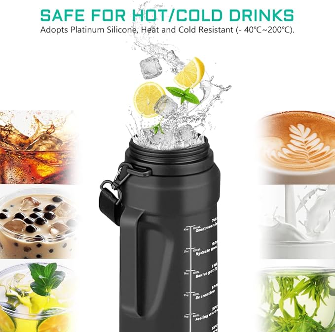 Nefeeko Collapsible Water Bottles, 1.5L Reusable Collapsible Water Bottle for Travel Leakproof, BPA Free Foldable Silicone Water Bottles with Straw for Traveling Sport Gym Camping Hiking