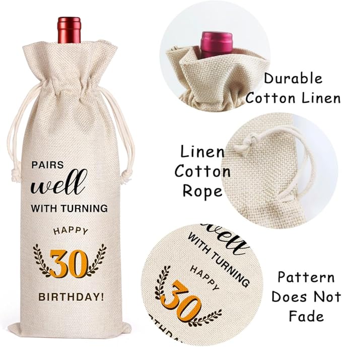 LANBAIHE 30th Birthday Gifts for Her,30th Birthday Gift for Women Men, 30 Years Old Birthday Gifts Wine Bag, 30th Birthday Decorations Party Supplies-1994 Birthday (30 BIRTHDAY)