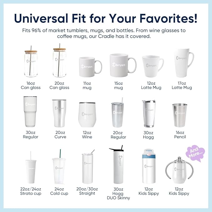 Silicone Cup Cradle, Cup Cradle for Tumblers Use to Apply UV DTF Decal/Apply Vinyl Decals -Keep Mugs in Place with Felt Squeegee（Purple）