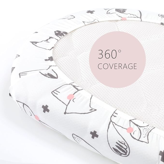 GRSSDER Stretchy Ultra Soft Fitted Bassinet Sheet Set 2 Pack, Universal Fit for Bassinets Baby Cradle Moses Basket Oval Rectangle Pad/Mattress, Cute Foxes and Rabbits Bassinet Sheets for Girls