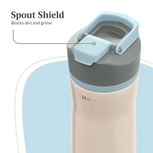Contigo Clybourn Chill Stainless Steel FreeFlow Filter Water Bottle with AUTOSEAL, 24oz., Salt