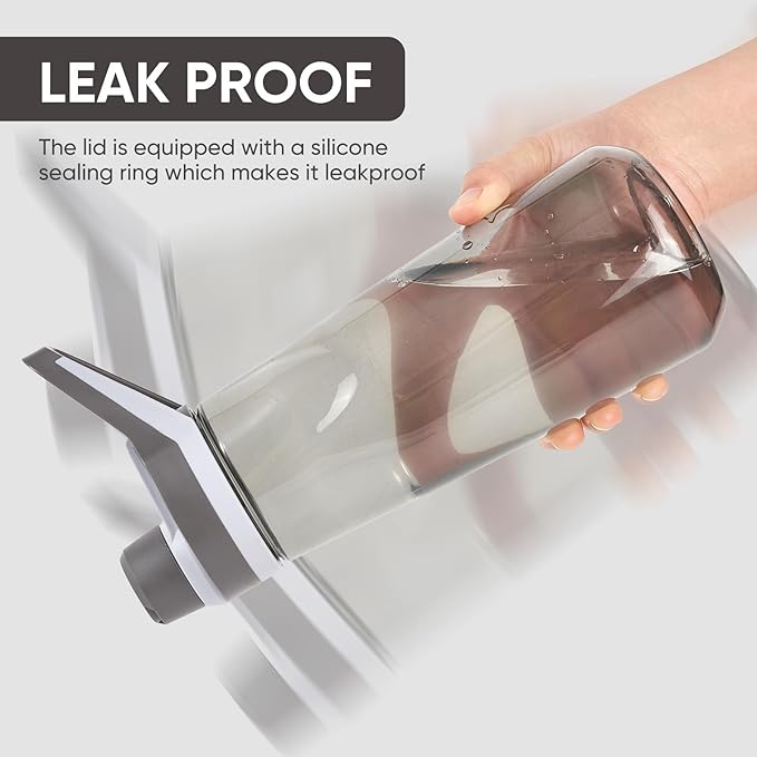 Kerilyn 32oz Water Bottle, Wide Mouth Plastic Water Bottles Chug Lid Sports Water Bottle, Reusable Water Bottle With Handle, Leak-Proof Clear Water Bottle for Travel, Fitness, Men, Women, Black