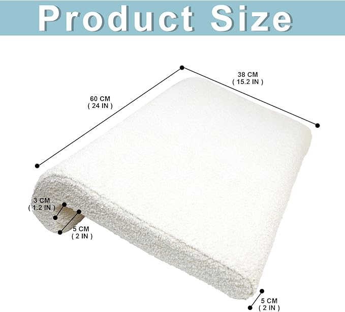 2PCS Dorm Bed Hanging Wood Headboard Back Cushion, Pillow with Removable Berber Fleece Cover, Upholstery Reading Cushions for Bedroom (Ivory)