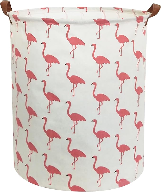 Pink Laundry Hamper,Kids Laundry Basket,Girls Hamper for Girls Room Decor,Nursery Hamper,Toy Bins,Bedroom. (Flamingo)