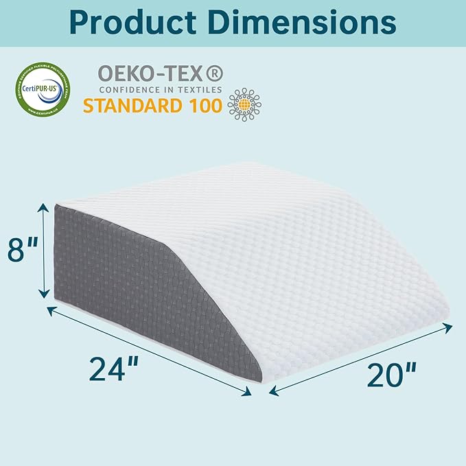 Bed Wedge Elevated Leg Pillow, High-Density Leg Rest Elevating Foam Wedge, Supportive Foam Wedge Pillow - Relieves and Recovers Foot and Ankle Injury, Leg Pain, Improves Blood Circulation