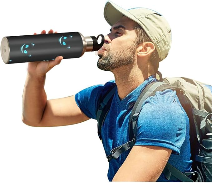 Cheshire Cat Texture Sports Water Bottle, 22 Oz BPA Free Non-Toxic Stainless Steel Water Bottle with Straw for Gym Yoga Fitness Camping