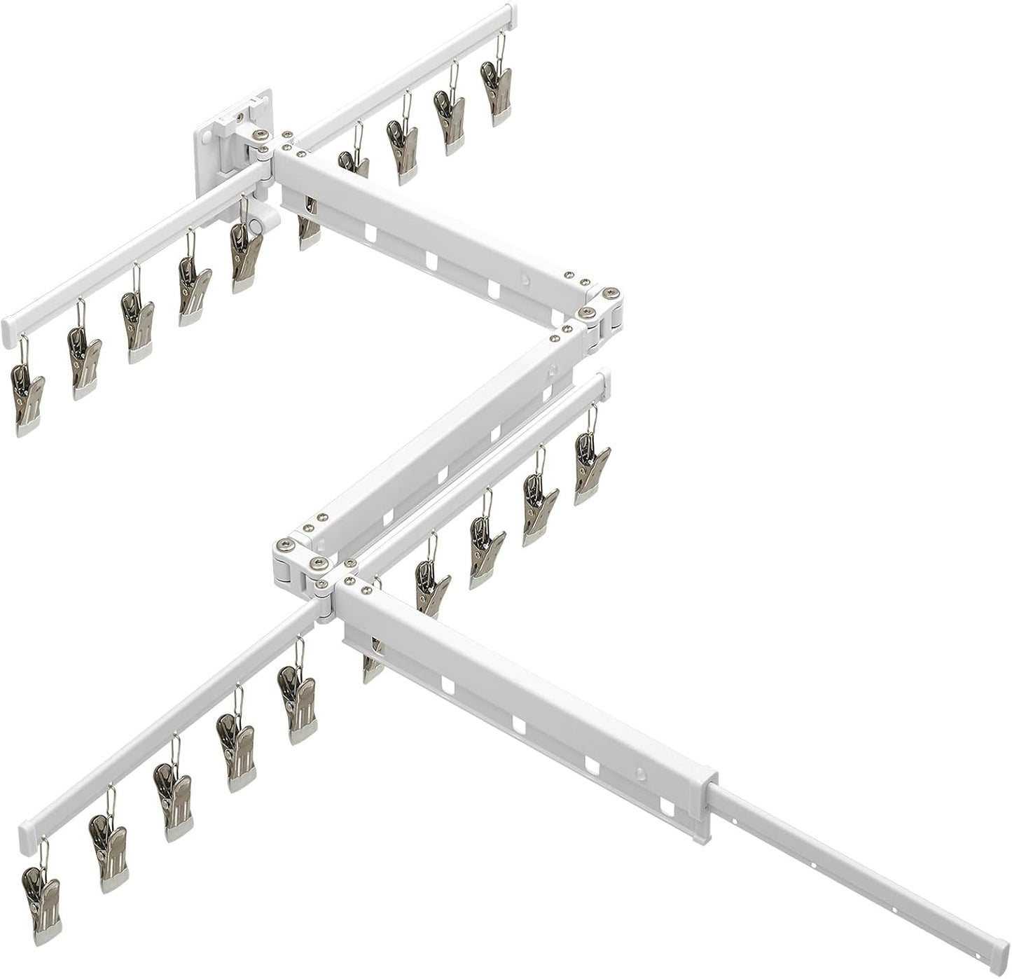 Hoimpro White 51" Clothes Drying Rack Retractable Foldable Wall Mounted, Tri-Fold Space Saving Collapsible for Hanging Clothing Coat, Ideal for Patio, Laundry Room Organization and Storage, Bathroom