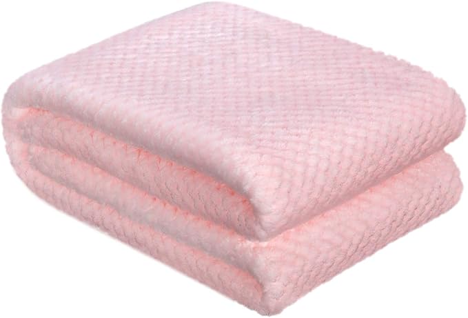 Fuzzy Throw Blanket, Plush Fleece Blankets for Adults, Toddler, Boys and Girls, Warm Soft Blankets and Throws for Bed, Couch, Sofa, Travel and Outdoor, Camping (40Wx60L, M-Pink)