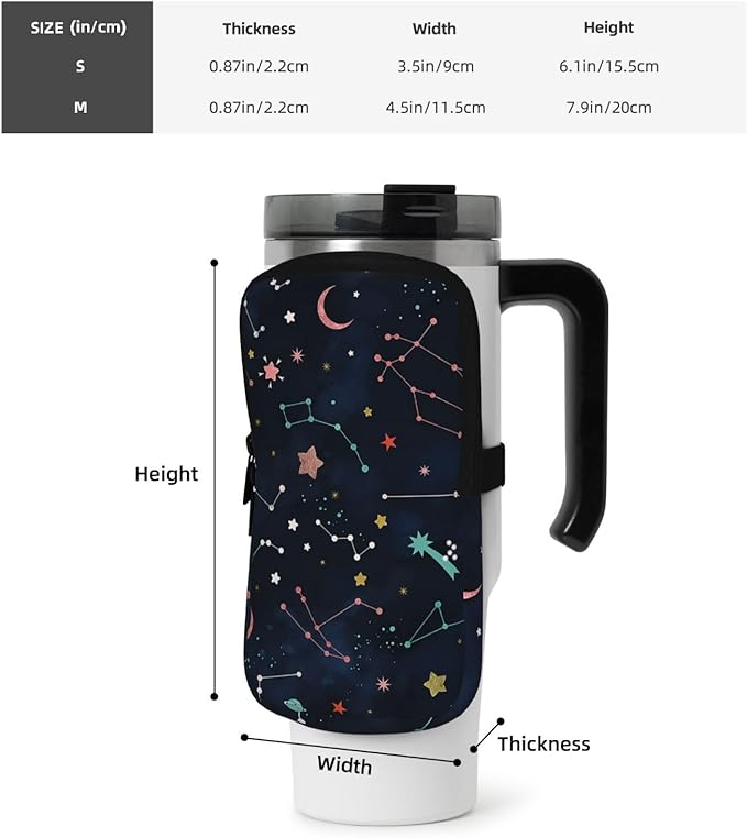 Galaxy Mandala Water Bottle Pouch for Stanley Cup 40oz 30oz,Personalized Gym Purse for Men Women, Tumbler Pouch with Versatile Pocket Water Bottle Bag for Cards, Keys, Phone