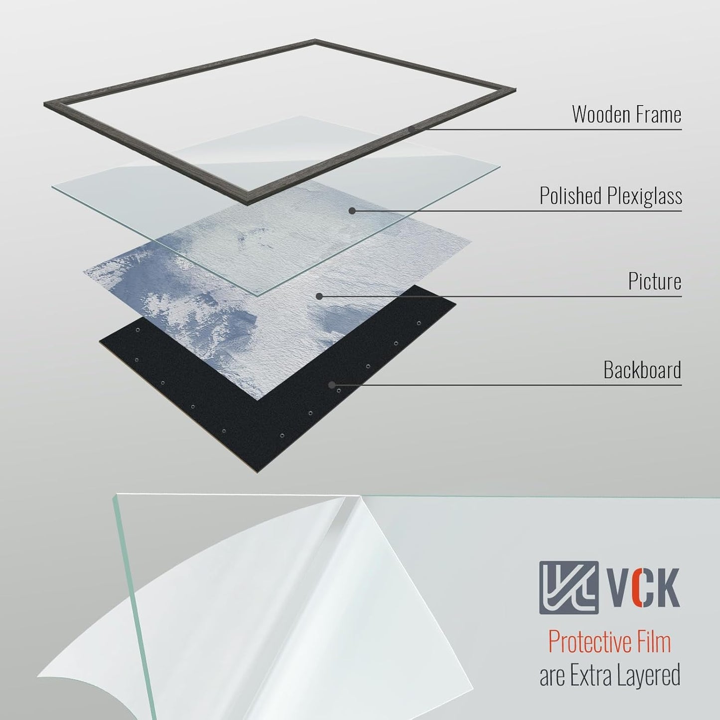 VCK 22x28 Frame Set of 3, Gray Solid Wood Poster Picture Frame, Exclusive Wood Grain, Wall Gallery Frame