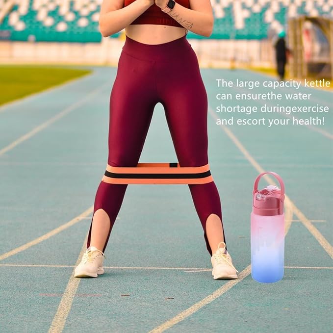 LESHP 64oz Sports Motivational Big Water Bottle With Time Marker Capacity Scale Line, Leak-Proof Reusable Large Water Bottle to Ensure You Drink Enough Water Throughout The Day for Fitness