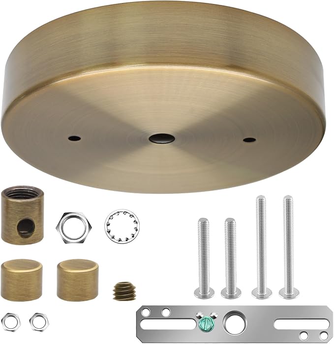 Biaungdo 5 Inch Ceiling Lighting Canopy Kit, Gold Pendant Light Canopy Kit Metal Chandelier Ceiling Light Plate Cover with All Mounting Hardware for Chandelier Pendant Lighting Fixtures