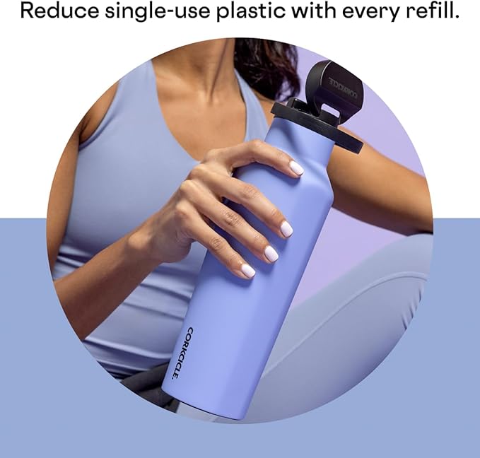 Corkcicle Sport Canteen Insulated Tumbler, Periwinkle, 32 oz – Reusable Water Bottle Keeps Beverages Cold for 25 Hours & Hot 12 Hours – Cupholder Friendly Tumbler with Screw-On Cap