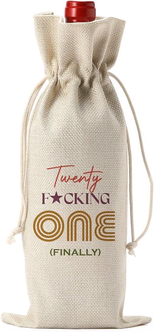 Happy Anniversary 21st Birthday Party Decorations for Her Him, Cool 21st Birthday Gifts for Her Him Wine Bag, Unique 21 Year Old Birthday Gifts for Her Women, Twenty One Finally Wine Bags