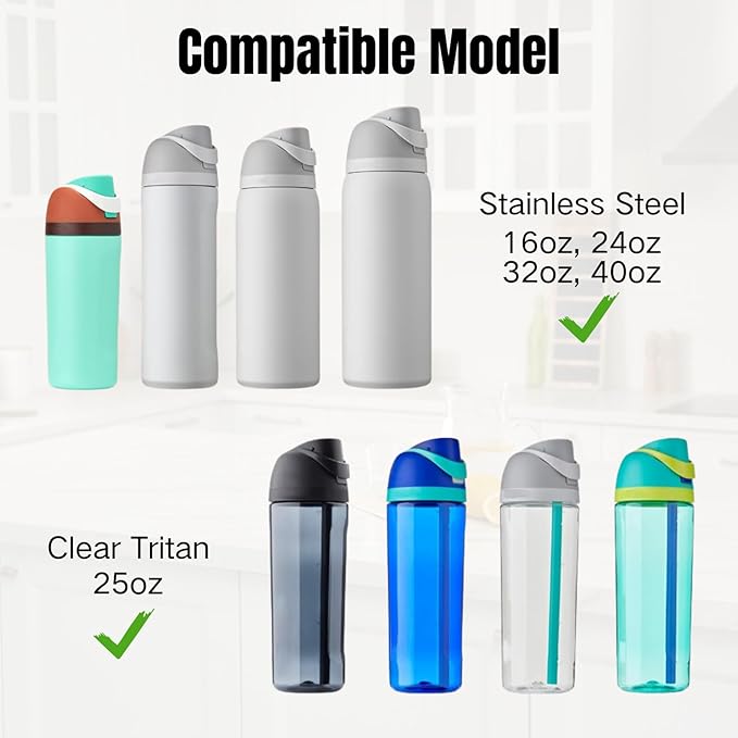 Replacement Cap for Owala Freesip, One Button Water Bottle Top Replacement Cap Compatible with Owala Cup, Replacement Accessories for Owala Free Sip 16oz 24oz 32oz 40oz, BPA-Free No Leak, Gray