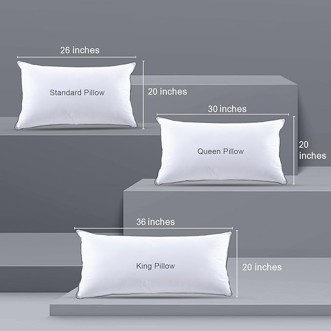 Hotel Feather Pillows Queen Size Set of 2, Hybrid Goose Down Pillow Composite with Mef tek™ Memory Foam, Firm Bed Pillows with Organic Cotton Cover (White,20"x30")