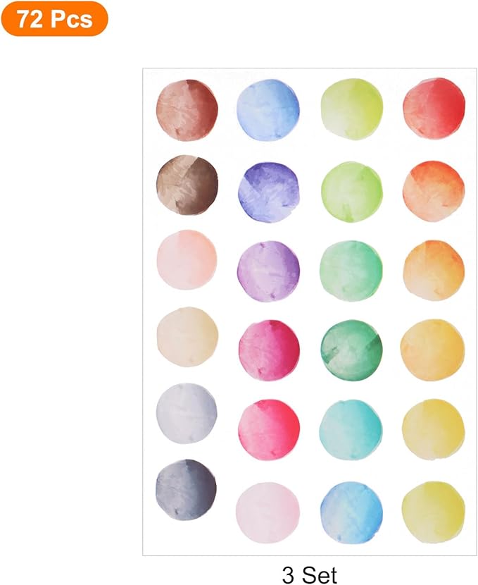 uxcell 72 Pcs (3 Sheet) Round Polka Dots Wall Sticker, PVC Peel and Stick Circle Wall Decal Sticker for Bedroom Classroom, Colorful