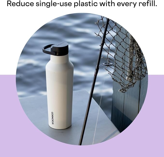 Corkcicle Sport Canteen Insulated Tumbler, Sun-Soaked Lilac, 32 oz – Reusable Water Bottle Keeps Beverages Cold for 25 Hours & Hot 12 Hours – Cupholder Friendly Tumbler with Screw-On Cap