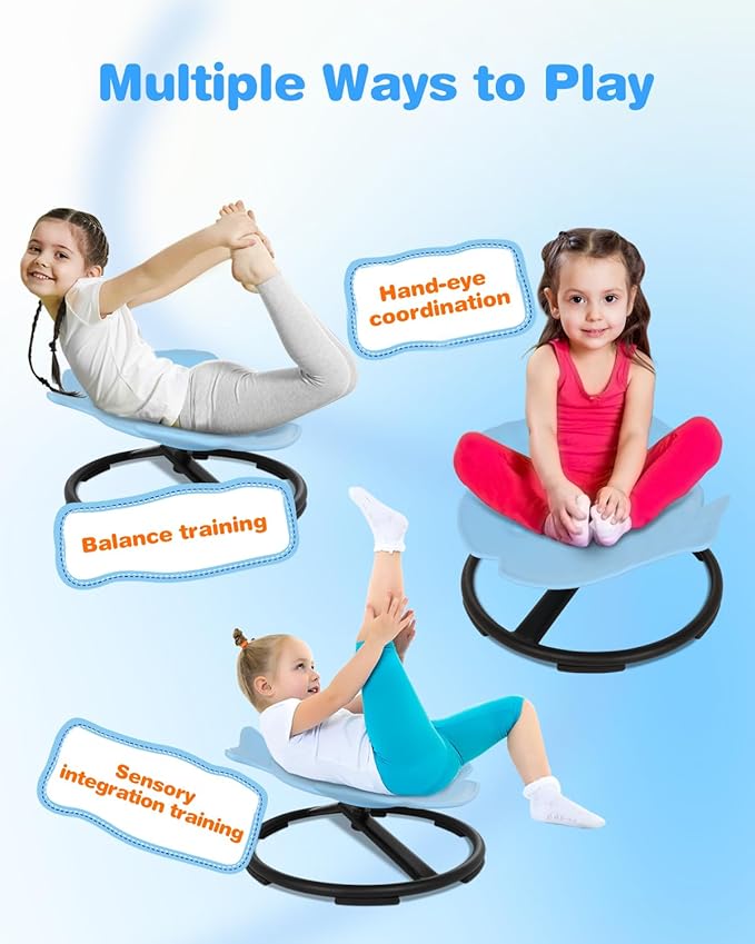 Spinning Chair for Autistic Kids, 3+ Autism Kids Sensory Swivel Chair, Light Blue Kids Swivel Chair, Coordinate The Balanced Development of The Left and Right Brain and Exercise Muscle Endurance