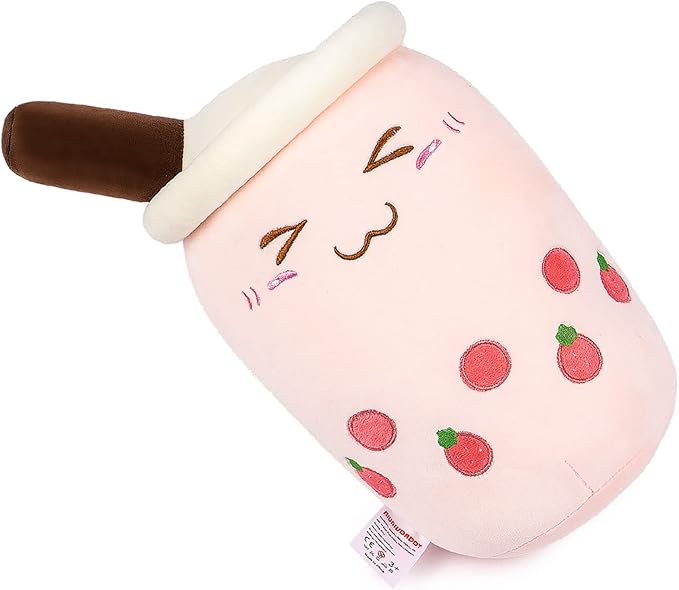 Niuniu Daddy Boba Stuffed Toy, Pink Milk Tea Plushie, Soft Polyester Plush, Cuddle Pillow, Great Gift for Birthday/Christmas