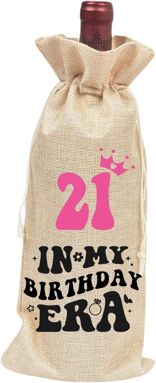 comfit 21th Birthday Gift Ideas for Women Men,21st Birthday Party Decoration Wine Bag Gifts, 21Happy Birthday decor, Pairs Well with Celebrating Birthday Wine Bag for Her Him