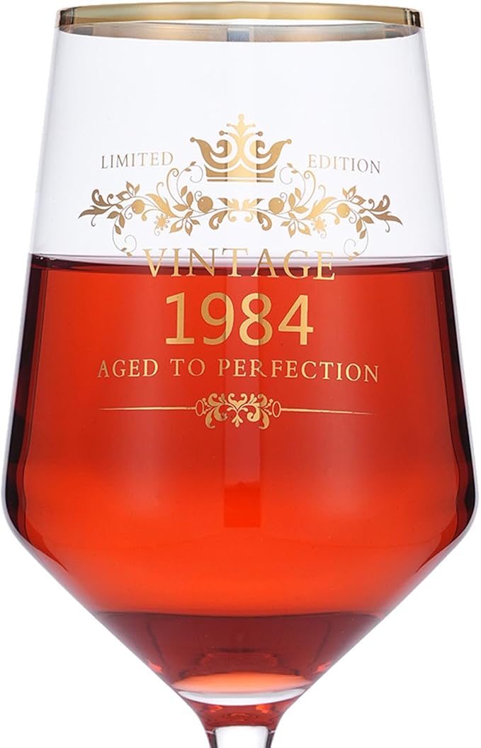 MOMRNTAIL Vintage 1984 40TH Birthday Goblet Gifts, 16OZ Goblet Wine Glass, 40 Year Old Birthday Decorations For Women men, Funny 40 Bday Gifts Idea For Friends, Sister,Dad, Mom - Turning 40 Present