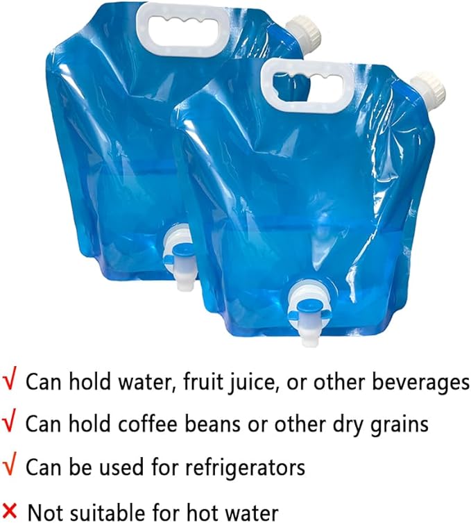 PIVHWIR 2 PCS Collapsible Water Container with Spigot, BPA Free 10L Camping Water Storage Carrier Jug, Collapsible Water Cube for Outdoors Hiking Camping Riding