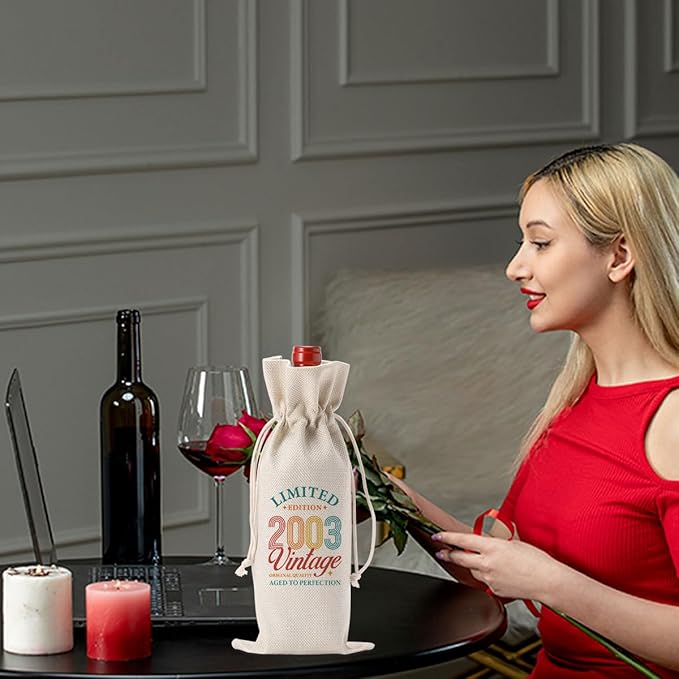 PKW Funny 21st Birthday Wine Bag Decorations for Her Women, 21st Birthday Gifts Wine Bag, 21 Year Old Birthday Gift Anniversary Favors, Wine Gift Bag 21st Birthday Gifts