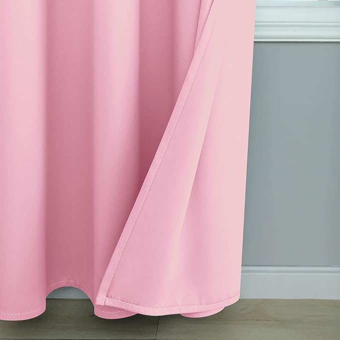 Mrs.Naturall Pale Pink Curtains 72 Inch Length for Baby Girl Room 2 Panels Set Grommet Soft Lightweight Black Out Room Darkening Blackout Privacy Curtain for Kids Bedroom,72 Inch Long