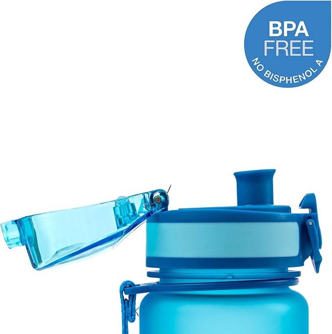Embrava Best Sports Water Bottle - 17oz Small - Eco Friendly & BPA-Free Plastic - For Running, Gym, Yoga, Outdoors and Hiking - Fast Water Flow, Flip Top, Opens With 1-Click - Leak-proof Lid