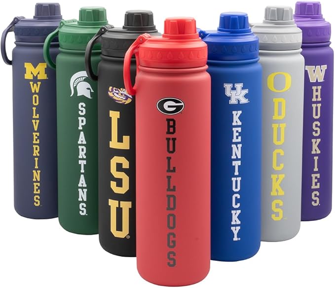 Georgia Bulldogs Water Bottle - Red Double Walled Stainless Steel 24 oz Keeps Drinks Cold or Hot
