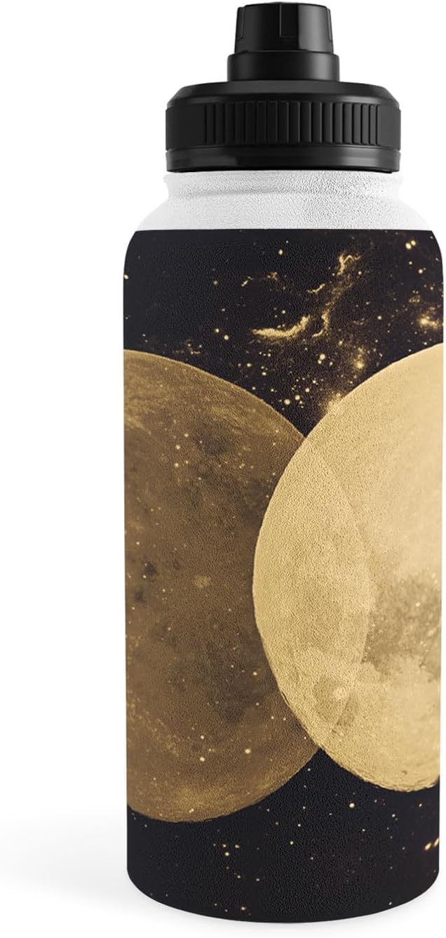Deny Designs Water Bottle, Sport Lid 32 oz, Emanuela Carratoni Golden Moon Phases