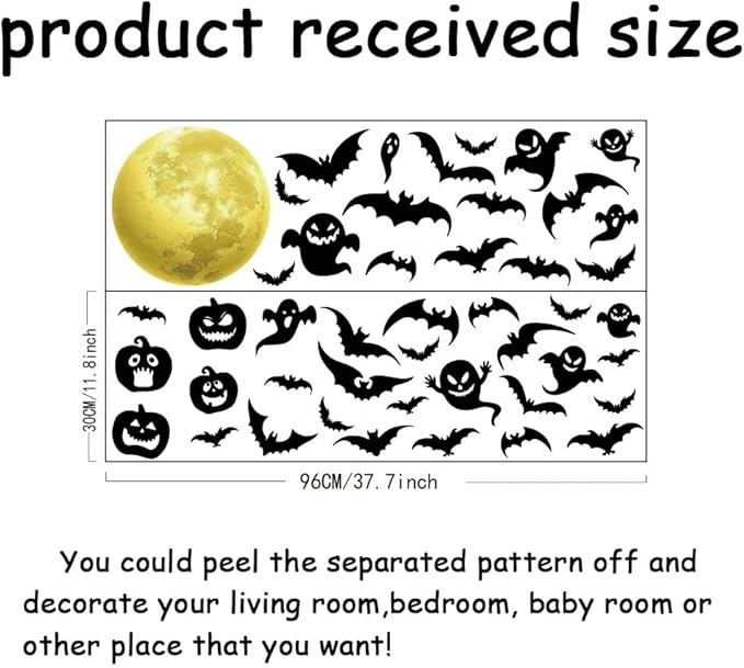 SUPERDANT Halloween Wall Stickers Moon Devil Wall Decals Terror Pumpkins Wall Sticker Halloween Stickers for Kids Halloween Window Decoration for Halloween Party Decorations