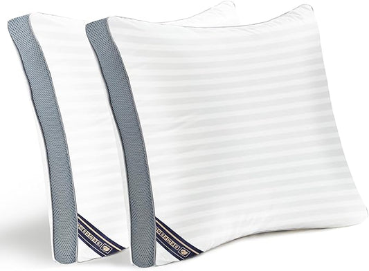 Luxury Cloud Bed Pillows for Sleeping, European Size Set of 2, Cooling Design with Premium Down Alternative Filled for for Back, Stomach or Side Sleepers