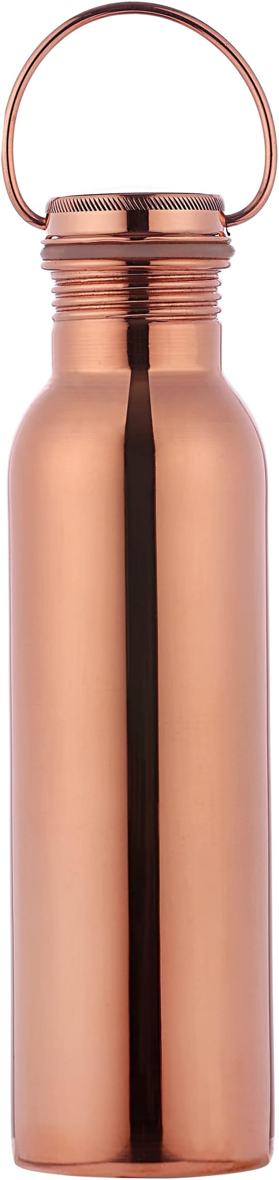 Pure Copper Water Bottle with Handle, 600 Ml, UNLINED, UNCOATED and LACQURED-FREE for Ayurvedic Health Benefits