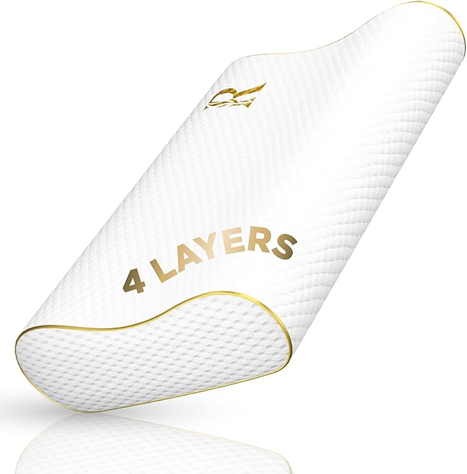 4-Layer King, Contour Pillow, Side Sleeper Pillow, Orthopedic Pillow, Neck Support Pillow, Pillow for Neck Pain, Pillow for Side Sleepers, CertiPUR-US