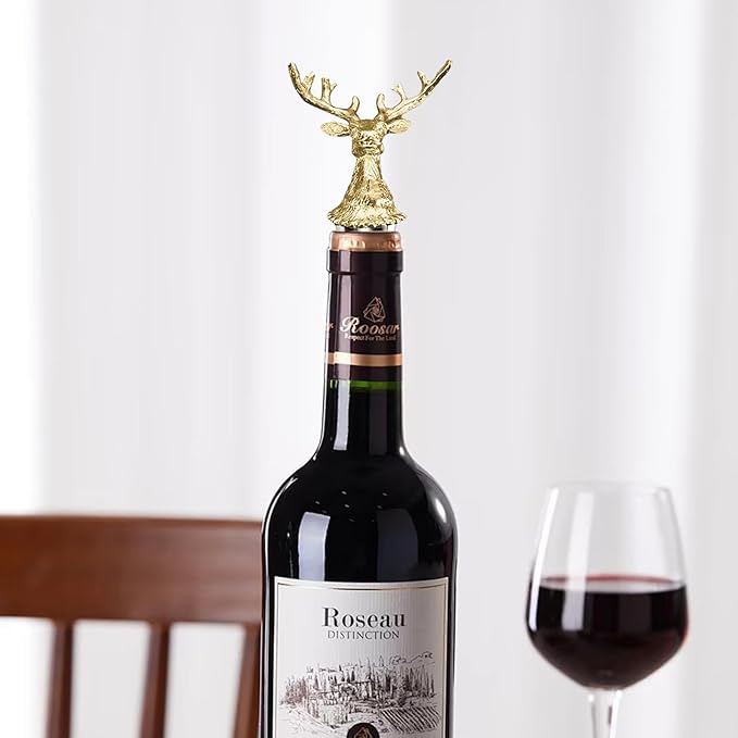 Deer Head Wine Stopper - Unique Rustic Decor Bar Accessorys for Wine Preservation, Ideal Wine Lover Gift